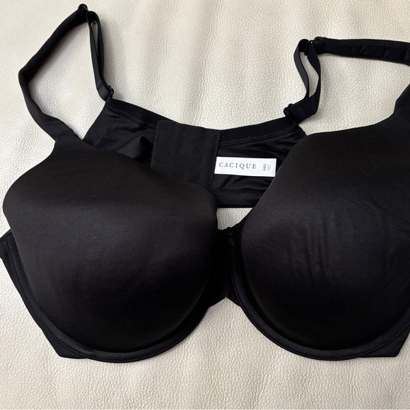 Cacique Lane Bryant Underwire Lightly Lined Full Coverage Adj Straps Black 44D - Picture 1 of 6